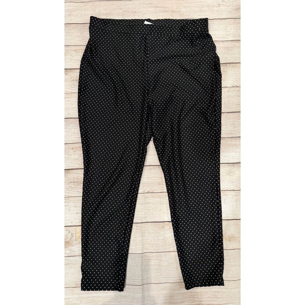 CHICO’S Black & White Polka Dot Print Soft Stretch Crop Leggings size 2 Large